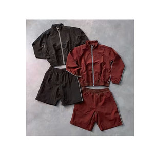 Ensemble de survêtement pour homme personnalisé, veste coupe-vent et short, ensemble deux pièces pour l'entraînement sportif d'été - Product Image 3