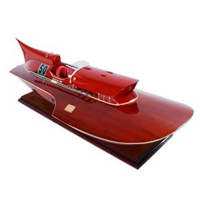 B320 - Maquette d'hydroplan en bois artisanale, bateau de course, décoration nautique, cadeau pour collectionneur, objet de présentation 60Lx23Wx18H cm - Product Image 3