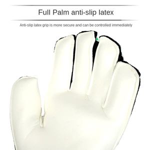 Gants de gardien de but de football, doigts entiers, en PU, antidérapants, respirants, avec fermeture auto-agrippante, sangle de poignet réglable, unisexe, vert et noir - Product Image 2