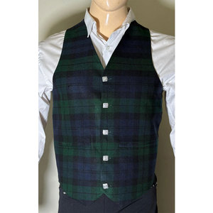 Scottish Mackenzie Tartan Vest <b>Men's</b> <b>Green</b> & Blue <b>Waistcoat</b> High-Quality Wool Custom Handmade OEM ODM - Product Image 1