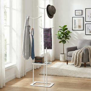 Porte-manteau et support à vêtements en métal réglable moderne pour chambre à coucher - Meuble de rangement polyvalent - Product Image 1