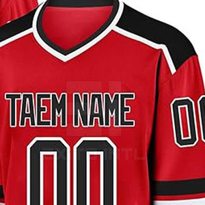 Camiseta de Hockey sobre Hielo Personalizada Roja y Negra, Nombre y Número Impresos por Transferencia Térmica, 100% Poliéster, Uniforme de Equipo al por Mayor OEM, Manga Larga Juvenil - Product Image 4