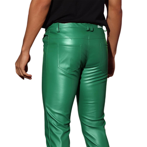 Pantalon en cuir slim pour jeunes hommes, séchage rapide, tissu confortable, poches personnalisées, pour le quotidien - Product Image 3