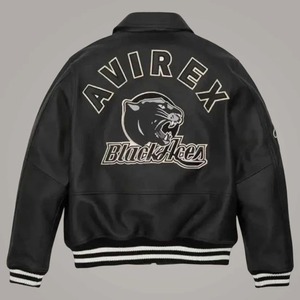 Blouson aviateur en cuir de mouton Avirex Black Aces, écologique, coupe-vent, style streetwear, style escadrille aérienne américaine - Product Image 2