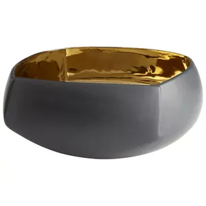 Moderno tazón de metal hecho a mano, tazón decorativo de lujo para la mesa de comedor, seguro, fabricado por Zahid Exports, chapado. - Product Image 1