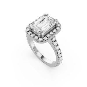 Anillo de Compromiso con Halo de Diamantes Cultivados en Laboratorio con Corte Esmeralda, Certificado IGI, Oro Amarillo de 10K, Anillo de Lujo para Novia y Boda para Mujer - Product Image 4