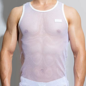 Débardeur côtelé élastique respirant à séchage rapide pour homme, col en U, sans manches, haute qualité, vente en gros - Product Image 1