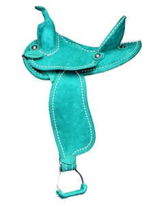 Venta caliente verde azulado con blanco Buckstitch caballo cuero Western Show barril carreras caballo sillín portátil equitación multicolor - Product Image 1