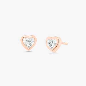 Heart Cut Lab Grown Diamond Stud <b>Earring</b> 14K 18K Solid Gold Bezel Set Push <b>Back</b> Minimalist Everyday Wear Studs Jewelry Wholesale - Product Image 5
