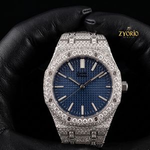 Montre mécanique de luxe bicolore en acier inoxydable avec diamants Moissanite, cadran bleu, mouvement ETA, résistante à l'eau, unisexe - Product Image 4