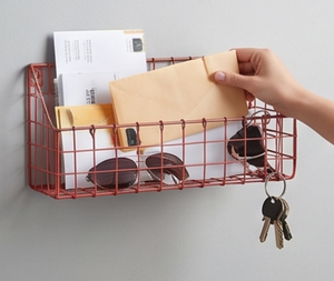 Premium Red Metal <b>Wire</b> <b>Storage</b> <b>Basket</b> Rectangle Hanging Modern Multi-Purpose Neatening Organizing Rack - Product Image 4