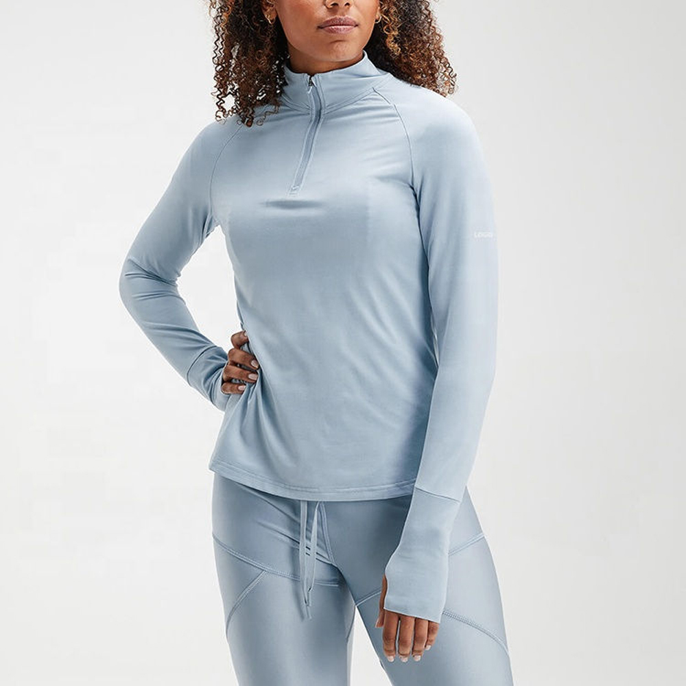 Women's Slim Fit Active Tops with Thumbholes & Quarter-Zip Neckline | OEM Performance Apparel Manufacturer