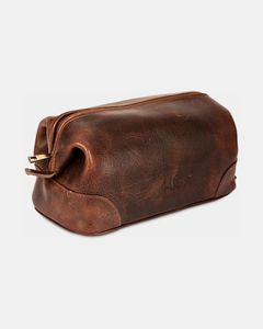 กระเป๋าใส่เครื่องสำอางหนังขนาดกลางแบบวินเทจ ปิดด้วยซิป ทนทาน - Product Image 2