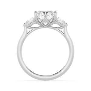 Anillo de compromiso de diamante de corte ovalado para mujer, anillo de compromiso con diamante cultivado en laboratorio, oro amarillo de 10K, forma ovalada tipo cometa, tres piedras laterales. - Product Image 4