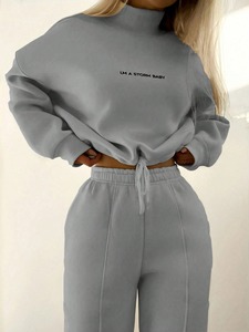 Ensemble de sport pour femme, veste zippée ajustée en coton et polyester, pantalon de jogging respirant et extensible, vêtements de sport pour la gym et l'entraînement - Product Image 4