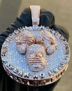 Colgantes y Dijes de Plata 925 para Hombre, Joyería Fina con Incrustaciones de Diamantes VVS Moissanite, Dije de Diamantes Estilo Hip Hop, Regalo Perfecto para Él - Product Image 1