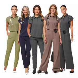 Conjuntos de Uniformes Médicos de Manga Corta para Enfermeras, Trajes Personalizados para Hospitales, Uniformes de Enfermería - Product Image 1