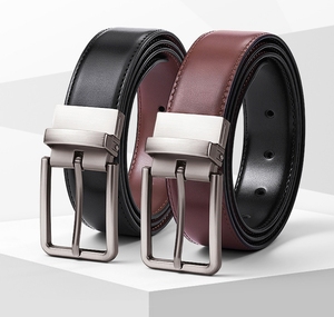 เข็มขัดหนังแท้สำหรับผู้ชาย หัวเข็มขัดหมุนได้ เข็มขัดหนังแบบเข็มกลัด ใช้งานได้สองด้าน สไตล์ลำลอง - Product Image 3