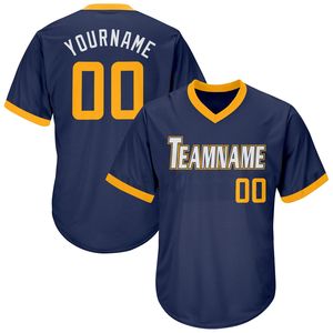 Camiseta de Béisbol Personalizada con Cuello en V, Azul Marino, Manga Corta, Absorbente de Humedad, Poliéster, Impresión del Nombre del Equipo y Logotipo Frontal - Product Image 5