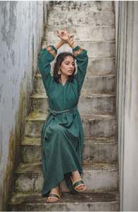 Vestido Maxi Vintage de Manga Larga para Mujer, Tallas S-5XL, Estilo Retro de Oficina, Elegante y Casual, Cintura Natural, ODM - Product Image 4