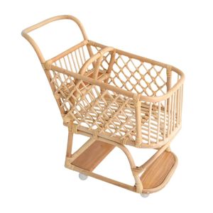 รถเข็นเด็กทำมือจากหวายธรรมชาติพรีเมียม พร้อมล้อ สำหรับเด็กเล่นบทบาทสมมติ - Product Image 1