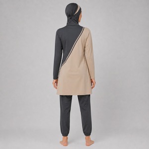 Ensemble Burkini Modeste Femme Décontracté Couvrant Entièrement Haut à Manches Longues Legging de Bain Hijab Séchage Rapide Écologique Spandex/Polyester Uni - Product Image 4