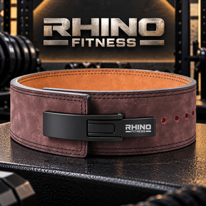Ceinture de musculation en cuir Rhino Fitness avec boucle à levier, soutien lombaire, entraînement en salle de sport, marron - Product Image 1