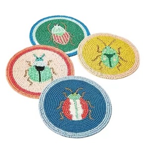 Stylish Seed Beads Embroidery Coaster Handmade Floral Design Elegant Beaded Embroidery Coaster Luxury Table Decor Style - Product Image 6