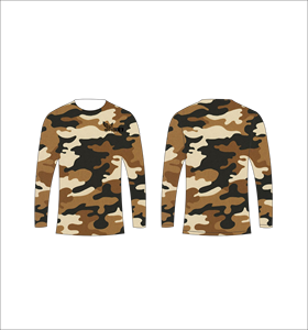 T-shirt de sport marron camouflage à manches longues, léger, pour l'entraînement et la performance physique - Product Image 1