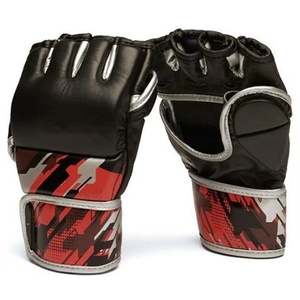 ถุงมือ MMA ระดับมืออาชีพสำหรับการฝึกซ้อมต่อสู้-ถุงมือหนังทนทานสำหรับกิจกรรมกลางแจ้ง ป้องกันรังสียูวี สายรัดข้อมือปรับได้ ถุงมือ MMA - Product Image 1