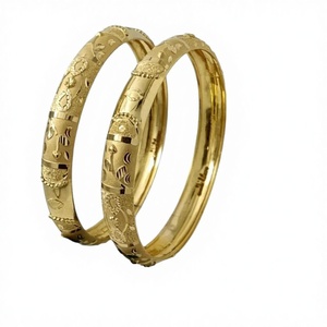 22K Solid Gold <b>Bangle</b> <b>Set</b> for Women Traditional Indian Gold Kada Pair Elegant Handcrafted Yellow Gold Bracelets - Product Image 2