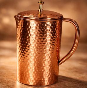 Ensemble de carafes en cuivre pour le stockage de l'eau, style traditionnel, ensemble métallique avec verres, durable, réutilisable, vaisselle de cuisine et de salle à manger. - Product Image 4