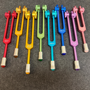 Juego de 8 diapasones para chakras Pro - 7 chakras + conexión con el alma en bolsa de terciopelo... - Product Image 6