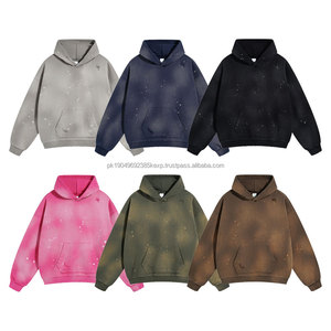 2025 hommes 450GSM rétro décontracté Streetwear sweats à capuche surdimensionné Splash encre détresse déchiré singe lavage teint en aérosol pour l'hiver - Product Image 2