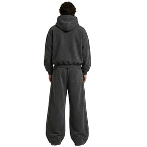 Conjuntos de Sudadera con Capucha y Pantalones Deportivos Holgados de Hip Hop para Hombre, de Color Sólido, Transpirables, de Algodón Grueso, con Bolsillos - Product Image 2