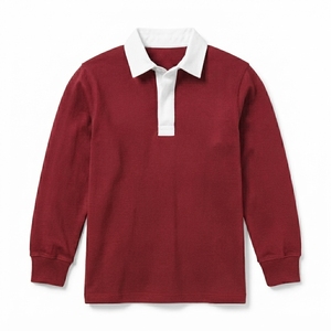 Chemises en jersey tricoté 100% polyester recyclé personnalisées, broderie, manches longues, polo de rugby, vêtements de sport unisexes - Product Image 1