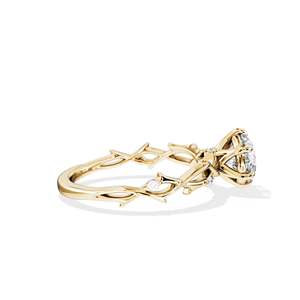 Anillo de compromiso de oro de 14k para mujer con diamante de corte brillante redondo y engaste de púas estilo floral - Product Image 5