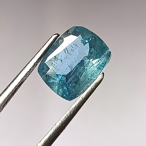 Aigue-marine naturelle bleue Santa Maria de 2,45 carats, taille coussin facettée, translucide, pierre précieuse en vrac - Product Image 4