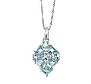 Designer pour femme. Pendentif en argent sterling 925 avec pierre précieuse aigue-marine naturelle Bijoux ethniques en rhodium personnalisés pour anniversaire - Product Image 2