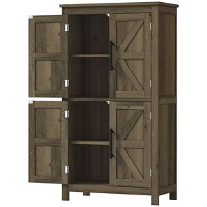 "4-Door Solid Wood Freestanding <b>Vanity</b> Cabinet for <b>Bathroom</b> 23.6" X 11.8" X 43.3" Brown" - Product Image 1