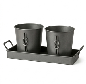 Nouvel Arrivage : Ensemble de Jardinières Classiques en Métal Galvanisé Style Ferme avec Plateau pour Décoration Intérieure et Extérieure, Taille Personnalisable - Product Image 4