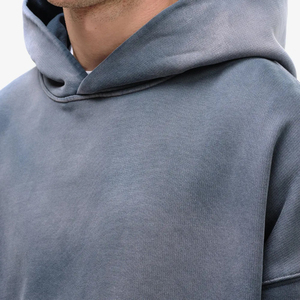 เสื้อฮู้ดผู้ชายสีม่วงแบบกำหนดเอง ผ้าฝ้าย 100% เฟรนช์เทอร์รี่ ย้อมสีพิมพ์ลาย กันยับ น้ำหนัก 420 กรัม สำหรับฤดูใบไม้ผลิ - Product Image 6