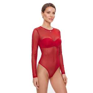 Women <b>Sheer</b> Mesh <b>Bodysuit</b> Long Sleeve Crew Neck High Waist See Through <b>Bodysuit</b> Clubwear Tummy Control <b>Sheer</b> Mesh <b>Bodysuit</b> Women - Product Image 4