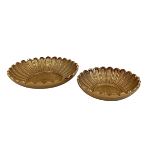 Ensemble de 2 bols de service en métal doré en forme de coquillage, bord festonné texturé, plat décoratif pour fruits, centre de table - Product Image 6