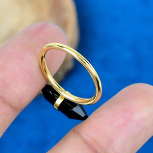 Natural Black Onyx Pencil Shape Gemstone <b>Ring</b> 18k Gold Micron Over 925 Sterling Silver - Product Image 4