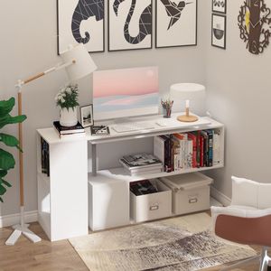Postazione di Lavoro Angolare a L Bianca da 55 Pollici con Design Girevole a 360 Gradi e Funzionalità di Archiviazione - Product Image 2