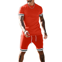 Conjunto de 2 Piezas para Hombre, Verano, Camiseta y Pantalones Cortos Casuales, Manga Corta, 100% Algodón, Felpa Transpirable, 200gsm, Estilo Urbano, Digital