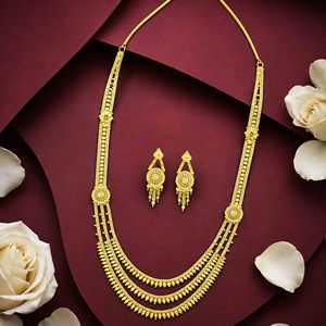 สร้อยคอทองคำแท้ 14K18K24K แบบไมครอน ลายรานี ฮาร์ 3 ชั้น พร้อมแผงลายดอกไม้ ชุดเครื่องประดับเจ้าสาวแบบดั้งเดิม ขายส่ง - Product Image 2