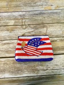 Bolso de mano con cuentas, diseño de estrellas blancas, rojas y azules, bolso de noche para mujer, diseño de bandera de EE. UU., bolso de fiesta, cartera tipo sobre, funda para teléfono - Product Image 5