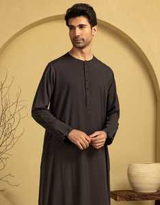 Handmade Cotton <b>Thobe</b>/Thawb for <b>Men</b>-Lightweight Ankle Length Long Sleeve Breathable Anti-Static Casual Wear for Spring Summer - Product Image 3